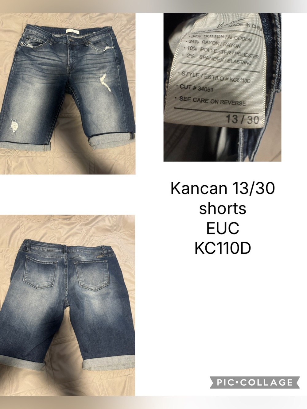 Kancan EUC Denim Jeans with Interior Care Tag - Blue 13/30